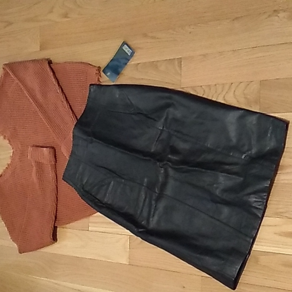 Chic High Waisted Real Leather pencil skirt